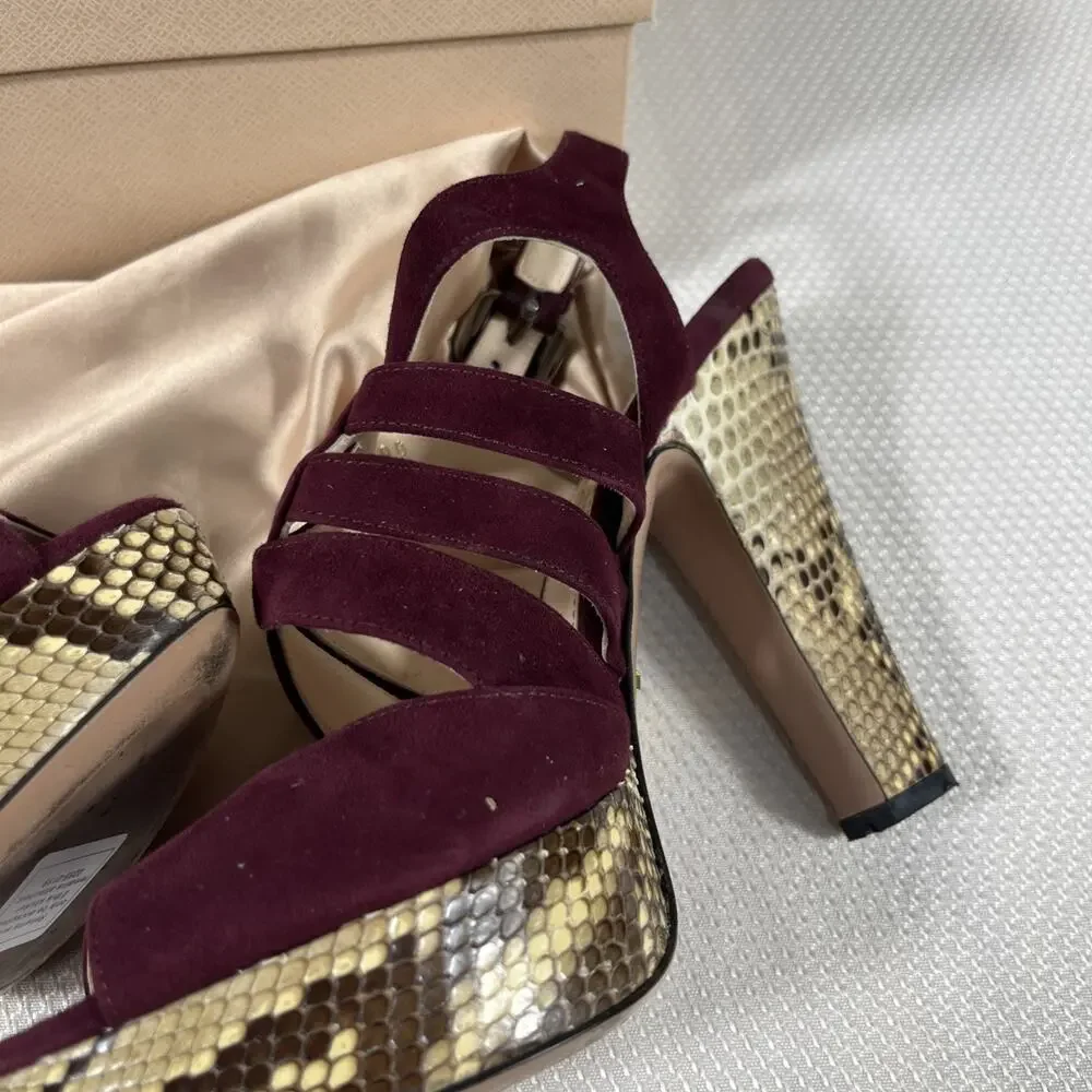 Prada Suede And Snakeskin Heels Sz 36 / US 5.5 w/‎ Dust Bag & Box